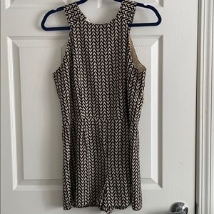 Cream and black patterned romper